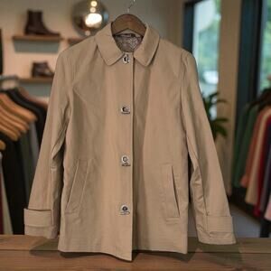 George by Mark Eisen Women's Tan Mid-Length Overcoat Toggle Closure Size S